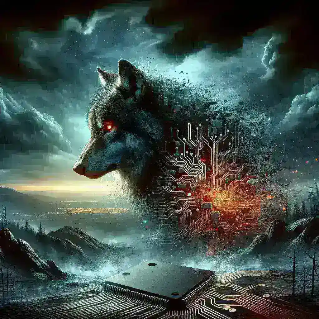 "Ilustrasi logo Wolfspeed di latar belakang finansial, terkait berita tentang pengajuan kebangkrutan perusahaan semikonduktor Wolfspeed dan dampaknya pada industri teknologi."