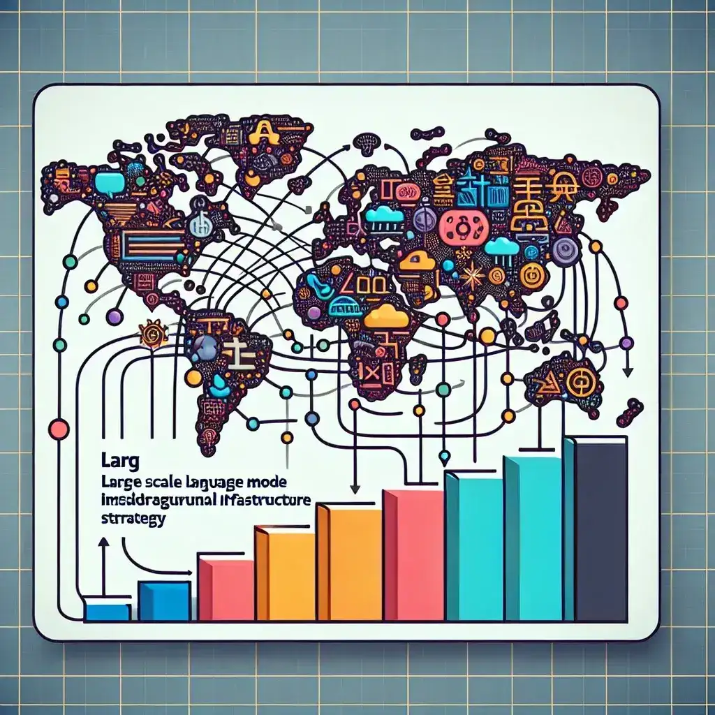 "Infografik tentang strategi infrastruktur untuk skala besar dalam pengembangan model bahasa lokal, menampilkan diagram dan elemen visual yang jelas mengenai integrasi teknologi dan komunitas."